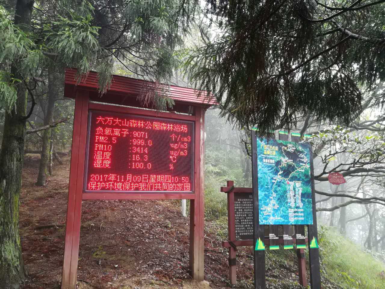 森林保护区公园负离子监测系统LED大屏显示