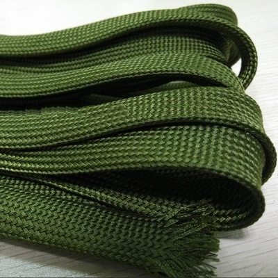 编织网管军绿色 环保阻燃军绿色编织套管 涤纶套管军绿色编织网管