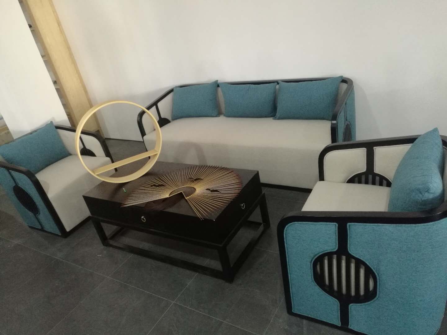 苏州新中式酒店沙发餐桌椅 白蜡木 水曲柳 实木家具工厂定制