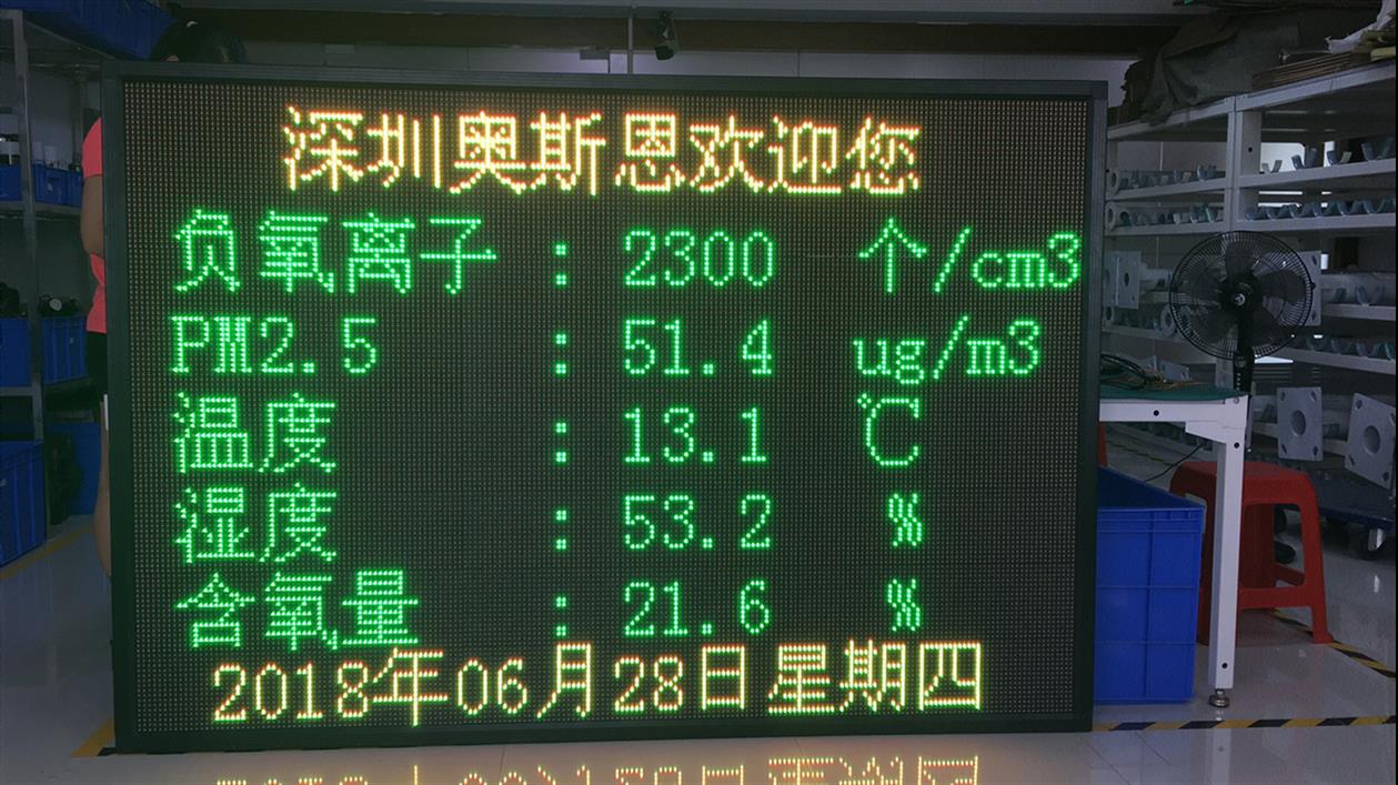 深圳奥斯恩负氧离子监测系统LED显示屏