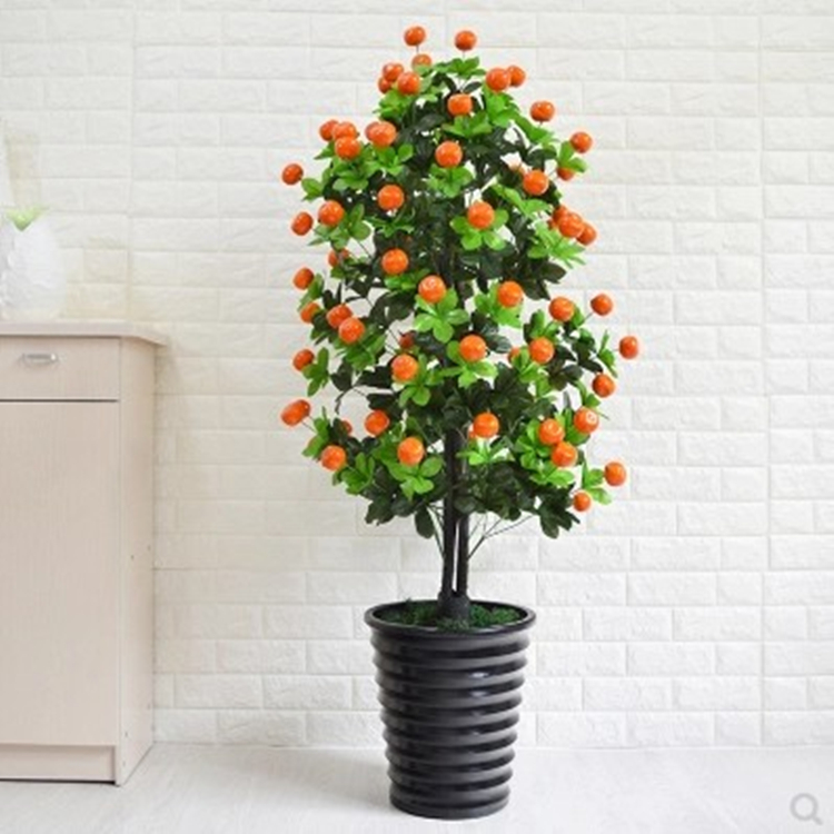 仿真橘子树 橙子树 桃子树盆景 栽假花水果店客厅装饰绿植