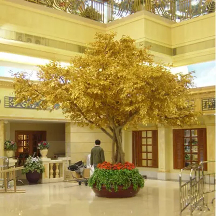 大型仿真金榕树摇钱树祈福树 酒店室内外人造假树金色发财许愿树