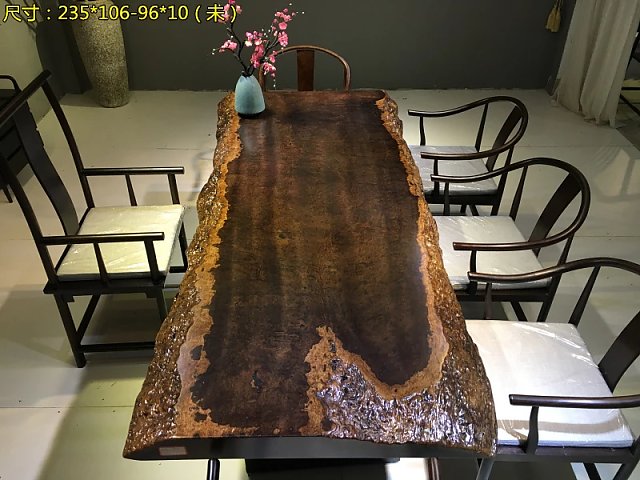 中式现代茶桌黑檀大板价格