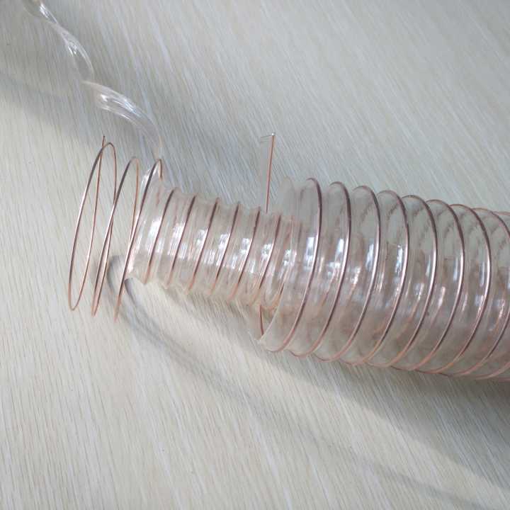 内径100mm高伸缩pu钢丝软管苏州内嵌镀铜钢丝缠绕管pu透明耐磨通风排气输送管