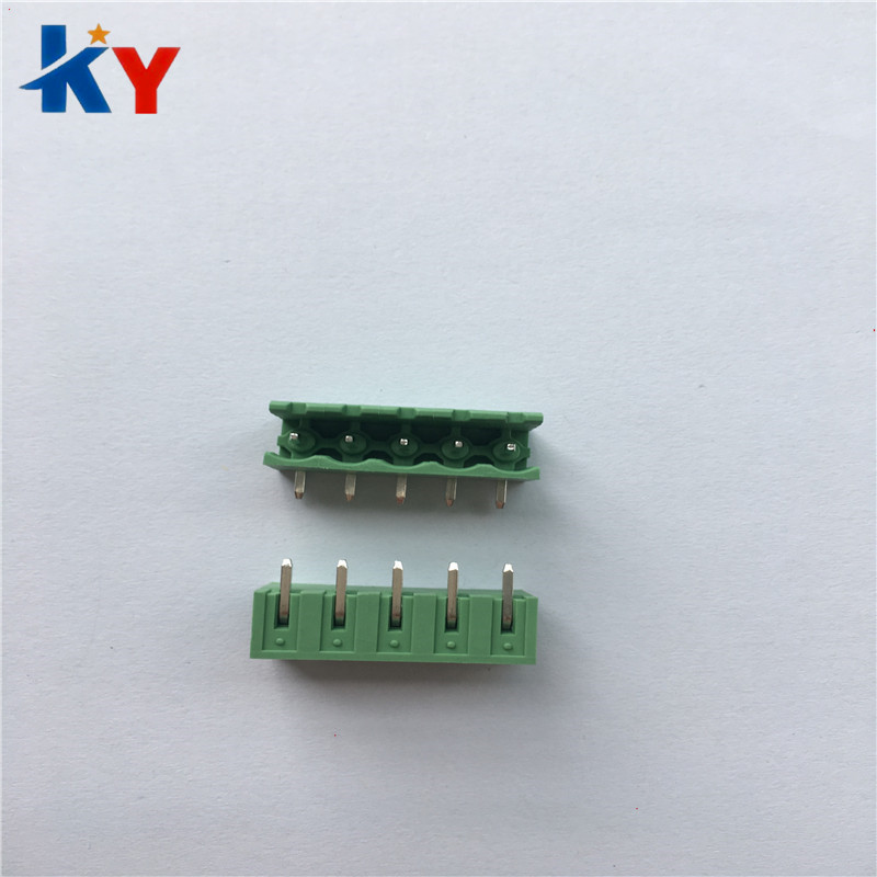 2EDGK 5.08mm 拔插式接线端子 PCB连接器 5P绿色直脚弯针插座