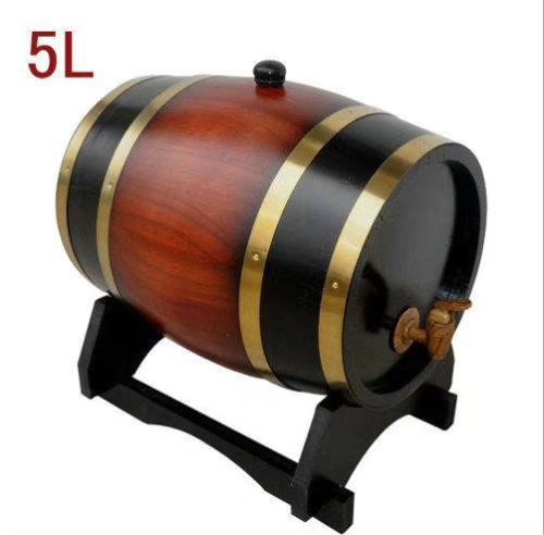 菏泽厂家生产-橡木酒桶 5L酒红色酒桶无胆 卧式酒桶加工定制 葡萄酒橡木桶