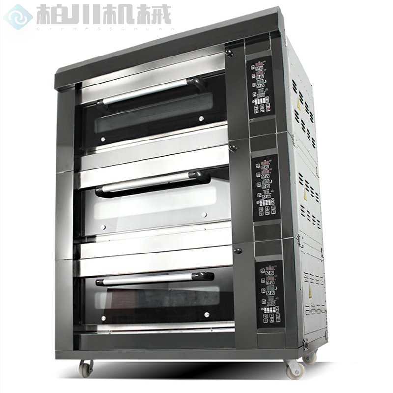 广州柏川商用BCC-306D三层六盘电脑面板多功能面包烤箱平炉厂家