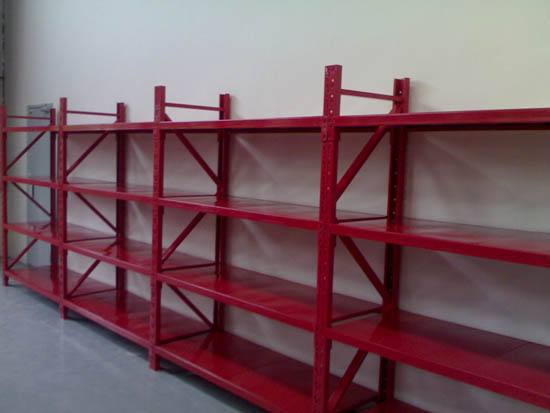 红色仓储货架乳胶漆货架建材货架消防器摆放货架五金货架油漆架