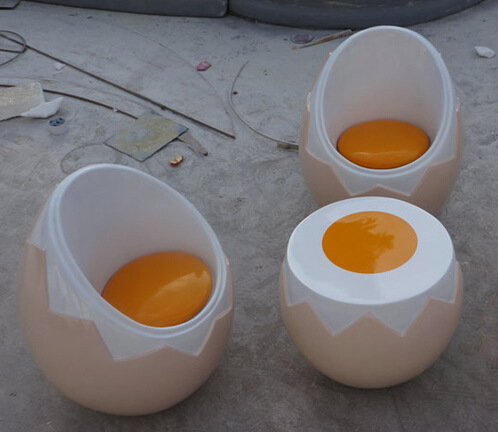 广州厂家鸡蛋造型玻璃钢休闲椅雕塑直销
