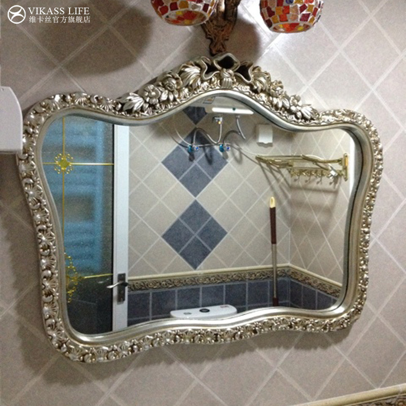 北欧浴室镜美式镜子卫生间镜子化妆镜浴室镜挂墙式欧式镜子洗手间