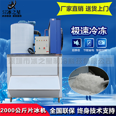 日产2000公斤片冰机2吨超市水产市场海鲜水产冰鲜冷藏保鲜商用制冰机