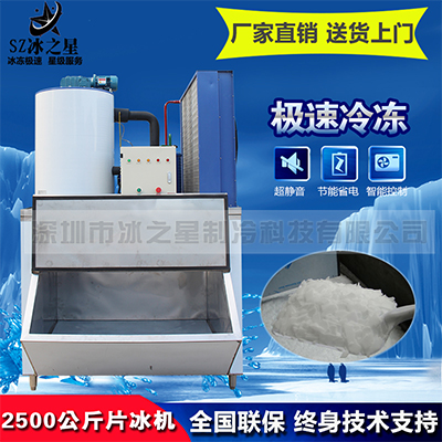 日产2500公斤片冰机2.5吨海鲜冰鲜食品加工冷藏降温大型工业制冰机