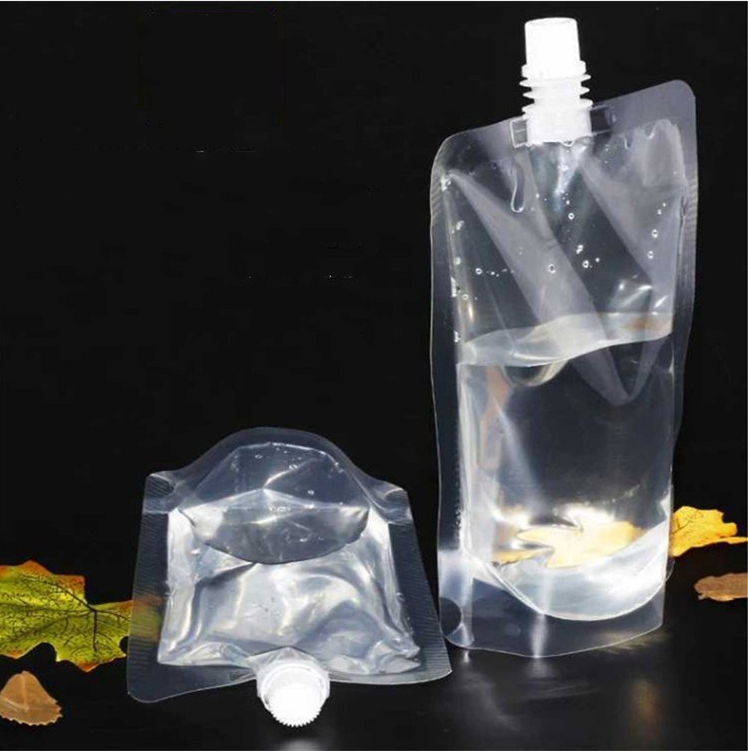 现货透明一次性自立吸嘴袋食品塑料壶嘴饮料袋 果汁直嘴袋包邮