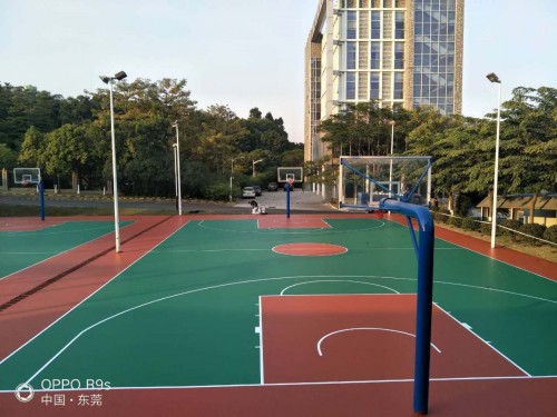硅pu塑胶面层4mm 硅PU篮球场翻新铲除 彩色地面
