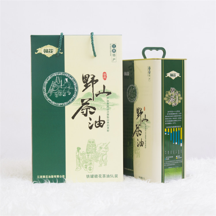 井冈山特产5L铁桶装野山茶油物理压榨月子食用茶籽油