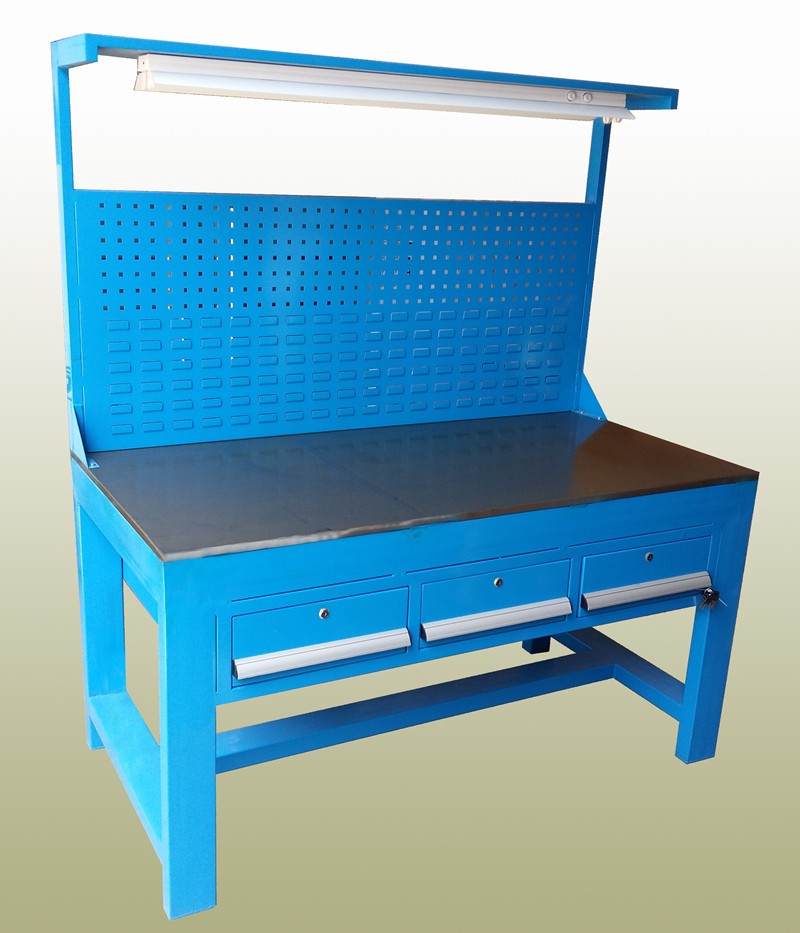 钢板烤漆操作台|钢板台桌铁制钳工台|重型钳工桌