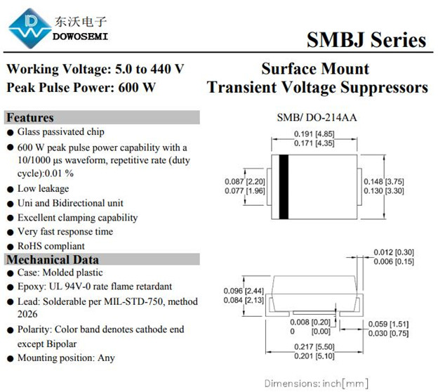 SMBJ8.0CA采购，可以选择专业的东沃电子，现货供应