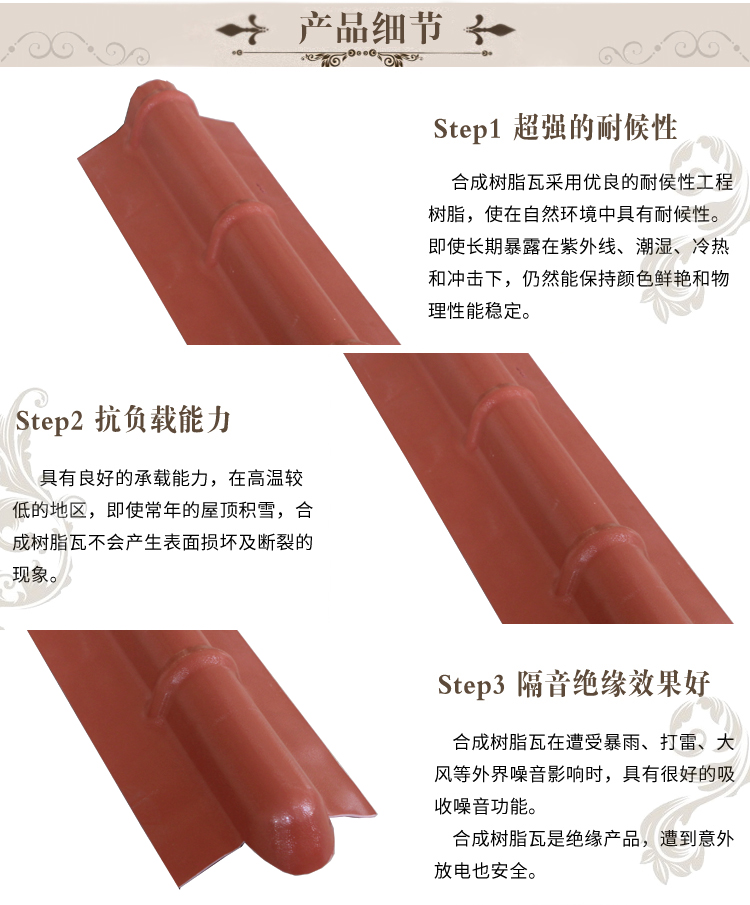 广东 佛山树脂瓦 工厂 红波牌高波长末端 树脂配件 高波瓦 长末端瓦 红波