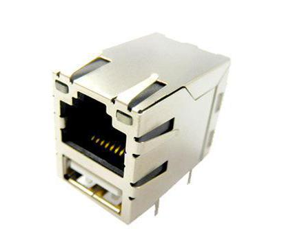 供应兴伸展电子100BASE磁性RJ45JACK+单层USB3.0