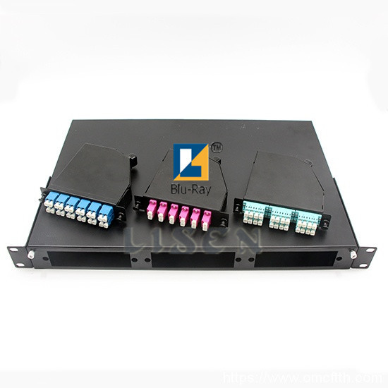 蓝光供应96芯LC型MPO光纤高密度光纤配线架