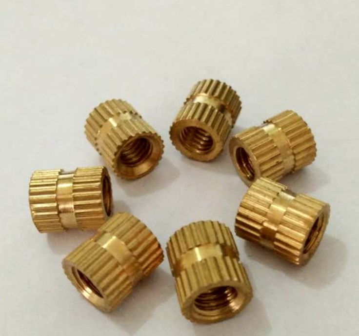 厂家直销滚花铜螺母 直纹螺丝 铜嵌件 铜非标件 紧固件定制