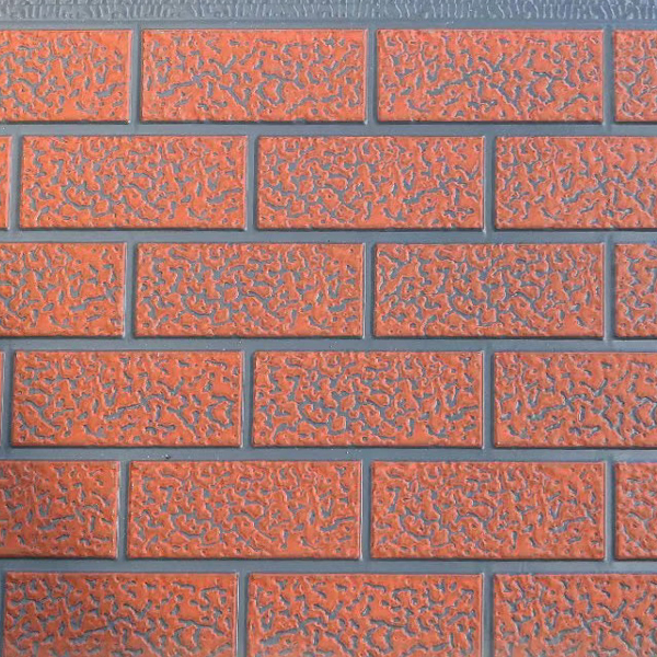 双色标砖纹系列外墙保温装饰一体板金属雕花板聚氨酯夹芯板
