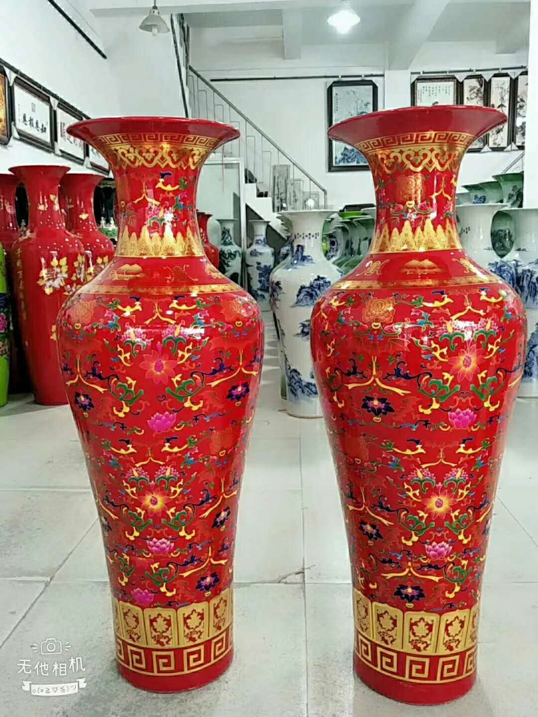景德镇陶瓷花瓶 中国红摆件大花瓶厂家定制