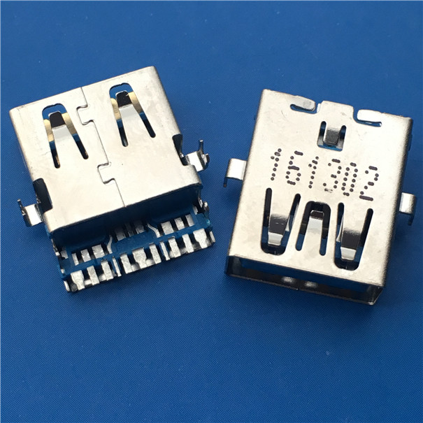 大电流A母USB 3.0沉板母座11Pin 沉板3.7mm 板上高度2.0蓝胶