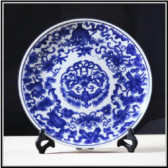 彩绘陶瓷纪念盘中式青花骨瓷赏盘