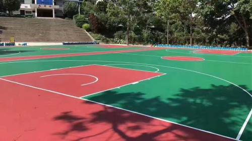 长沙篮球场彩色地面油漆厂家 长沙水泥地篮球场刷漆