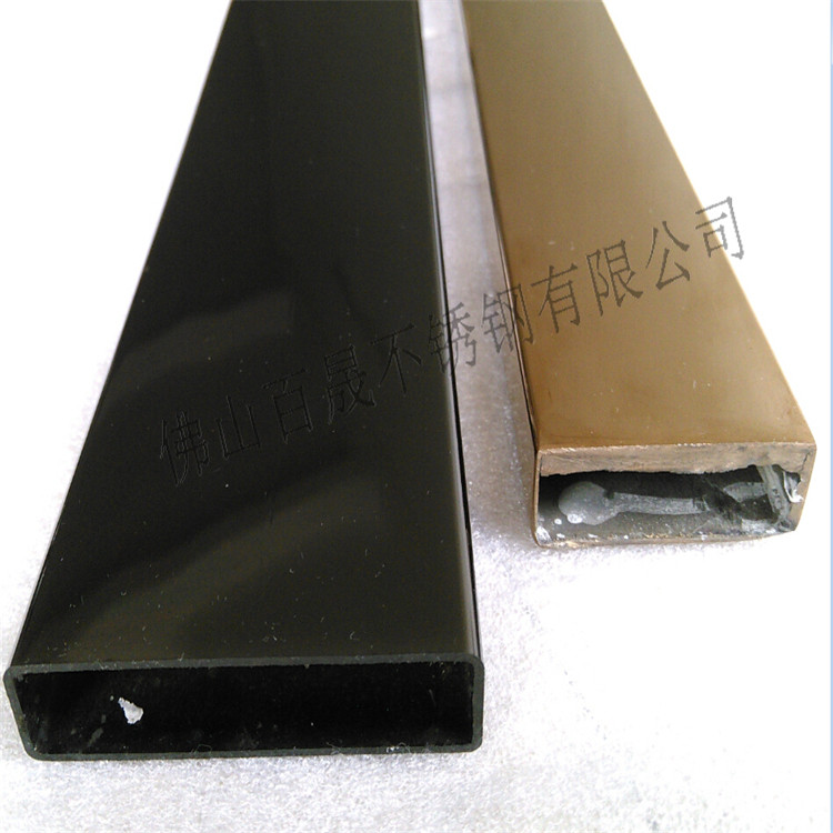 201.304不锈钢电镀彩色方管框架方条抛光镜面黑钛金矩形管哑光管加工