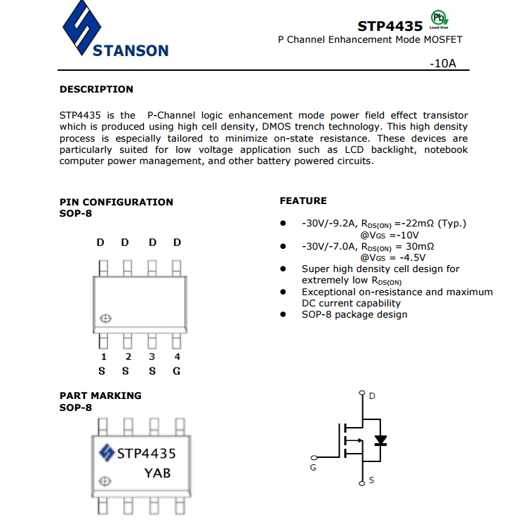 jason stanson,jason statham stanson原厂现货stp4435参数p30v 10a用于车灯可替代si9804,ao4419
