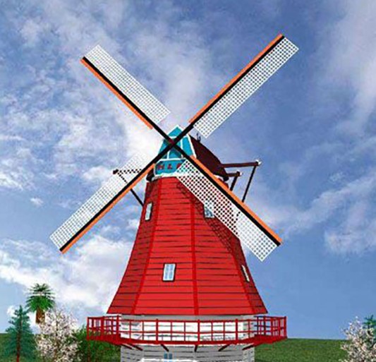 直销防腐木荷兰风车 户外大型风车 木质风车