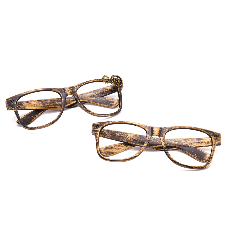 欧美新款柳钉蒸汽朋克眼镜大框仿古眼镜古铜色圆框墨镜厂家订制