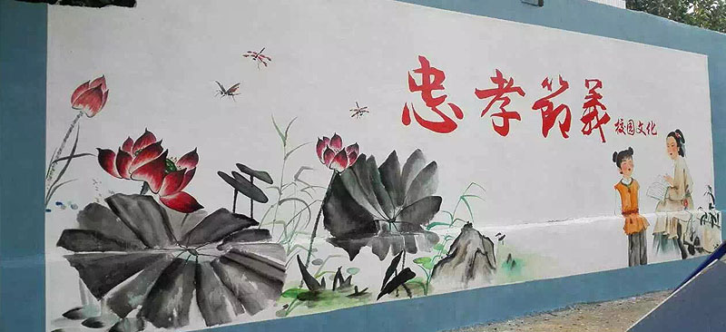 2018镇江校园墙绘 镇江学校外墙彩绘 镇江校园手绘壁画