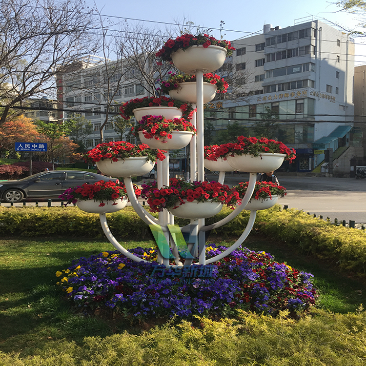 铁艺组合花架城市立体花盆 道路公园广场步行街景观工程立体花盆