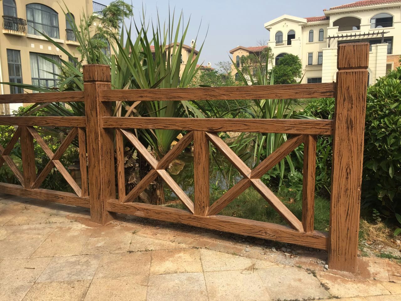 X型仿木护栏 水泥安全栏杆 X型仿古道路围栏 景观庭院护栏 栅栏