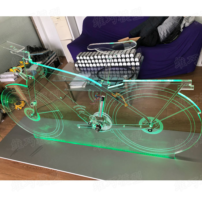 亚克力自行车道具模型定制 制作亮化灯光亚克力展会展示道具定做