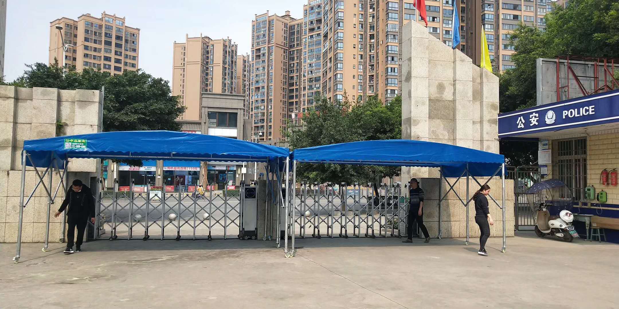 湖北武汉安装大型仓库活动雨篷活动仓库折叠雨篷推拉棚