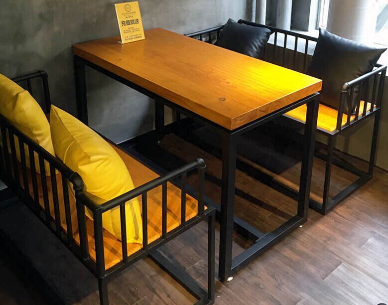西安主题餐厅火锅烤鱼店西餐厅卡座沙发实木复古工业风桌椅组合定做