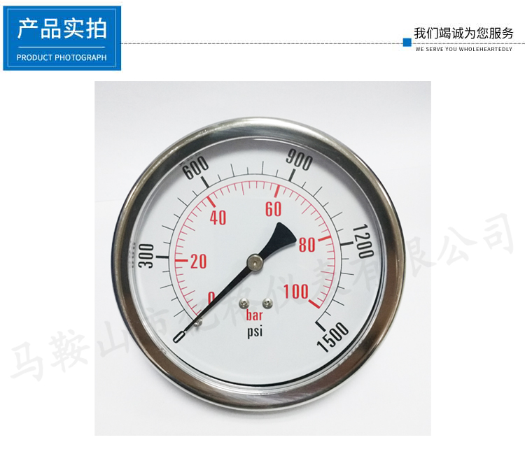 100轴向压力表 0-100bar 1/2zg螺纹 耐震表 油压表 气压表 水压表