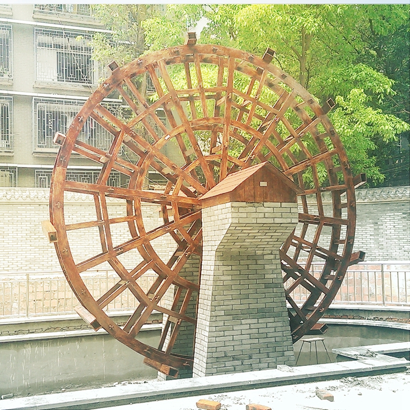 重庆枫香湖儿童公园大型仿古水车制作厂家西南地区较具实力的景观防腐木水车加工定做