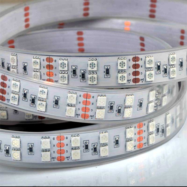 厂家直销超亮粉红色led5050双排防水灯带12v5050rgb双排120灯灯带