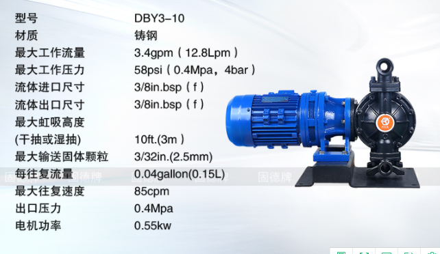 厂家直销—固德牌电动隔膜泵DBY3-10 铸钢