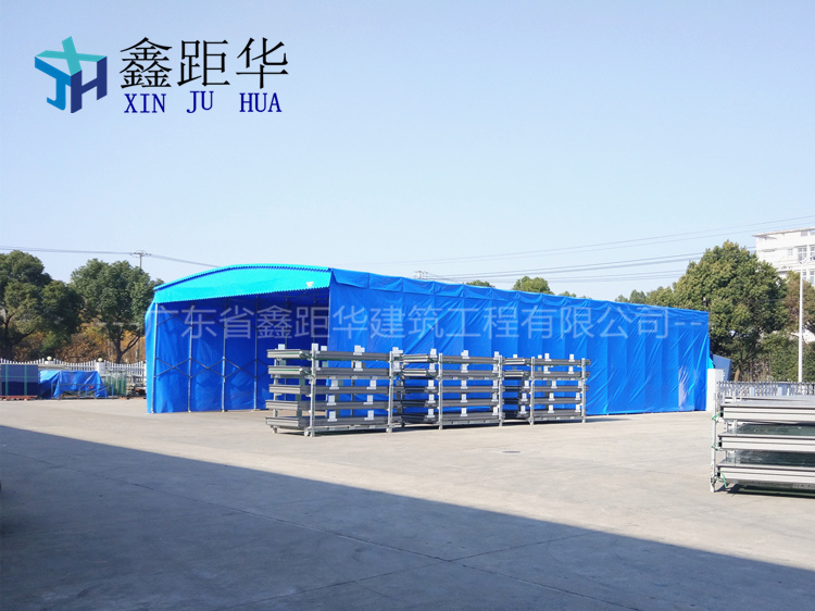 广州大排档遮阳蓬从化大型停车篷电动伸缩雨棚方便实用