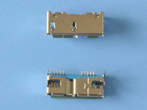 MiCRO USB 3.0母头 卷边四脚 插板脚长1.8 USB连接器3.0母座