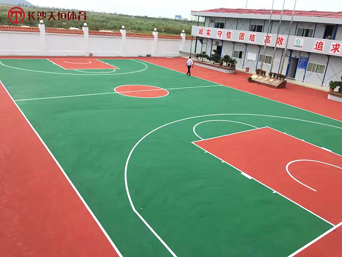 长沙市小区彩色硅PU塑胶篮球场施工厂佳