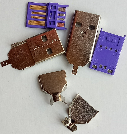 USB A公三件套 大电流公头 紫色胶芯 快充