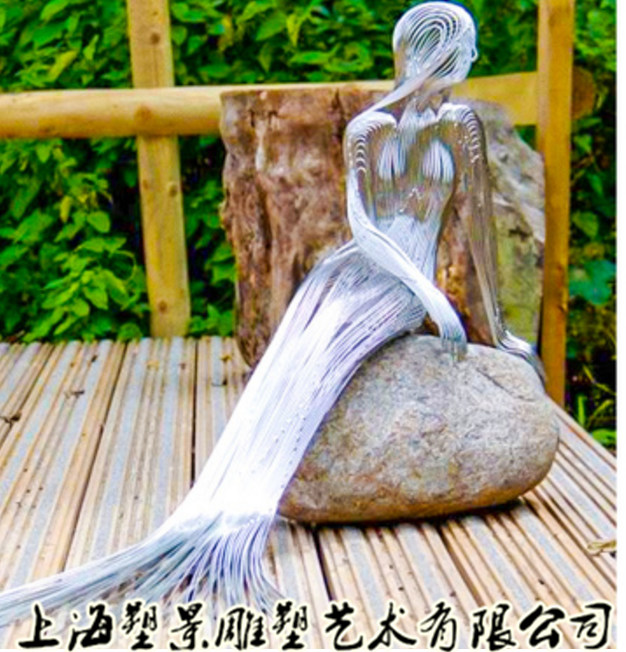 济南不锈钢美人鱼雕塑 美人鱼水景雕塑 园林景观厂家直销