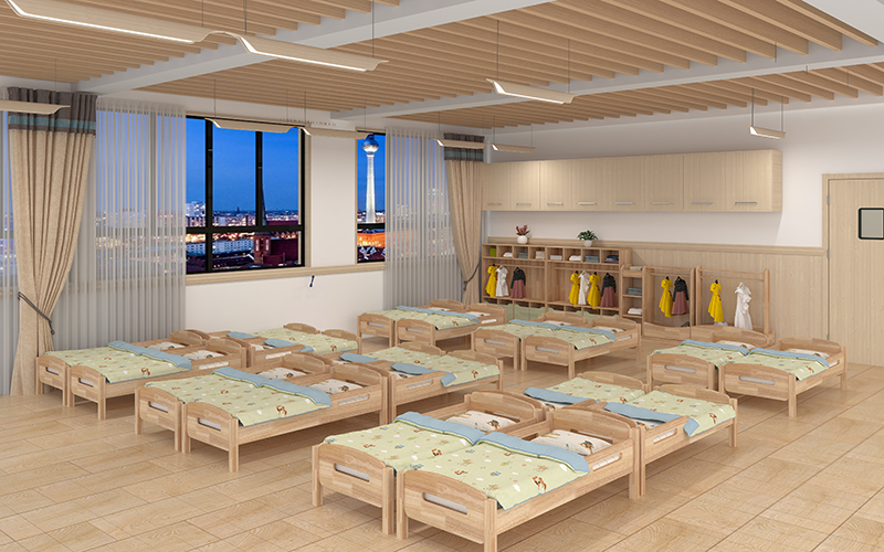 幼儿园寝室实木儿童床带护栏小床单人床双人休息区域床宝宝床架